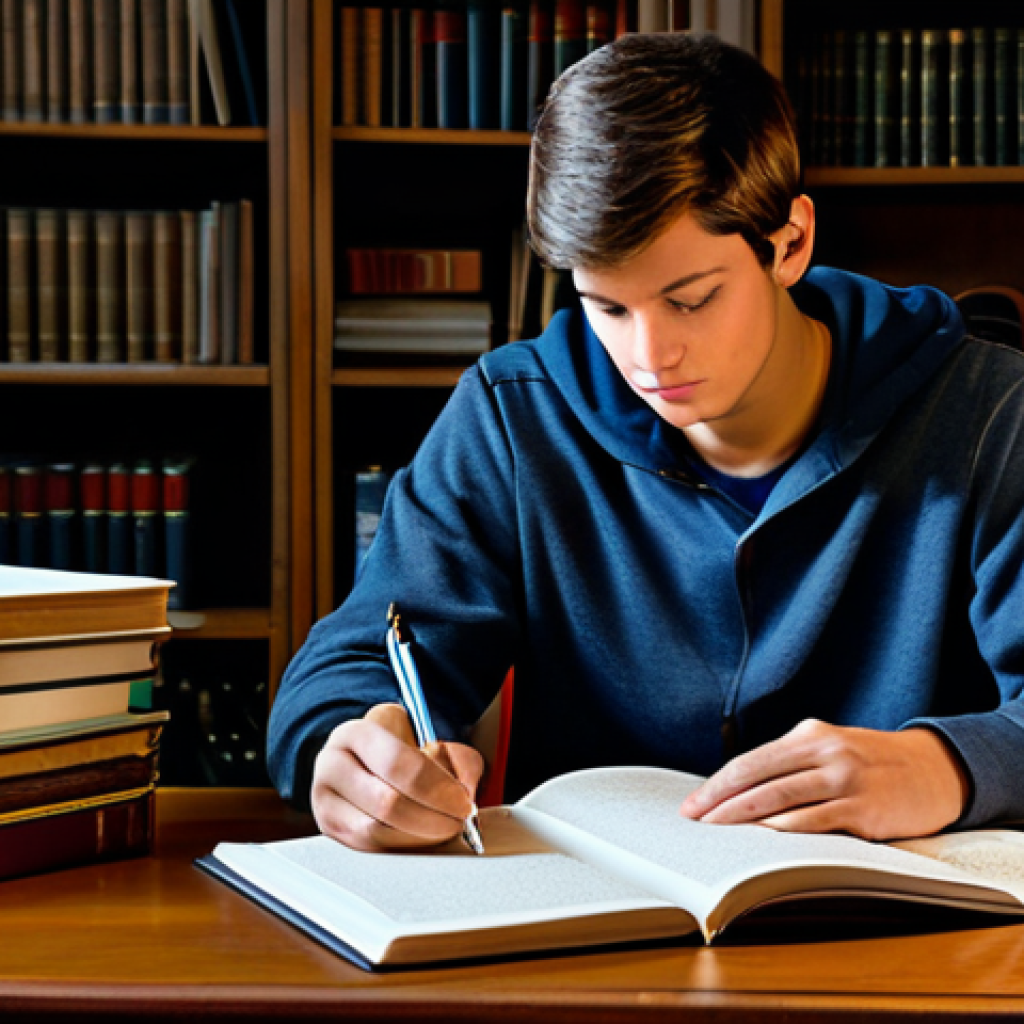 변호사 시험 준비용 추천 온라인 강의 - Studying at a Desk**
"A student fully clothed in casual wear studying diligently at a desk with law...