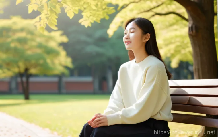 변호사 시험 준비에서의 동기 유지법 - **Mindset Reset in a Serene Park:**
    "A photorealistic image of a young East Asian female student...