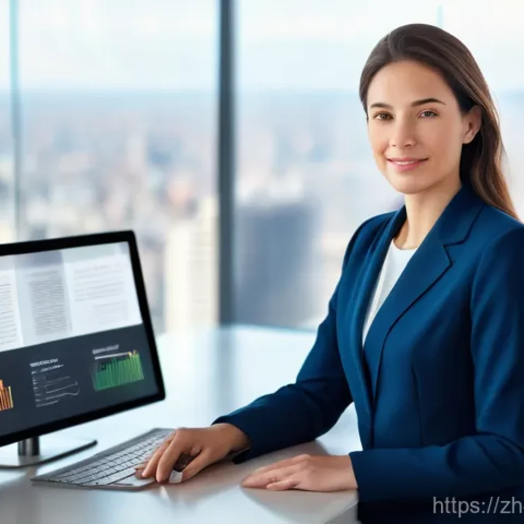 변호사 실무에서 많이 쓰는 프로그램 - **Prompt:** A highly organized and composed female lawyer, in her early 30s, stands in a modern, bri...