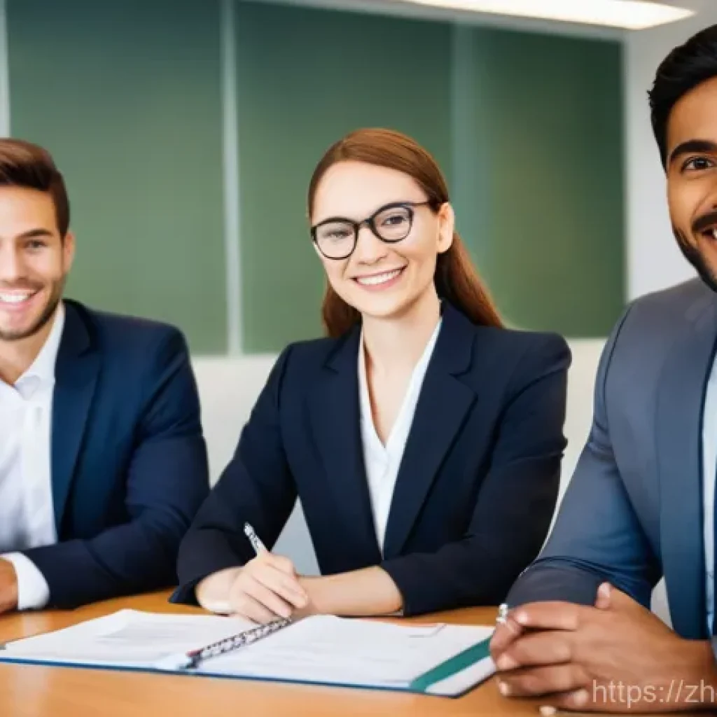변호사 자격 취득 후 중소 로펌 입사 사례 - **Prompt:** A young, diverse male or female lawyer, dressed in professional business attire, stands ...
