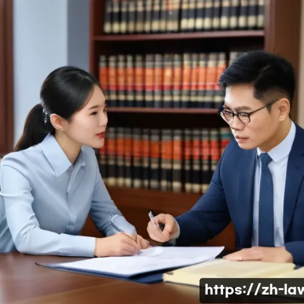법률 변호사 업무 절차 - A professional lawyer’s office scene with a middle-aged Chinese male lawyer attentively listening to...