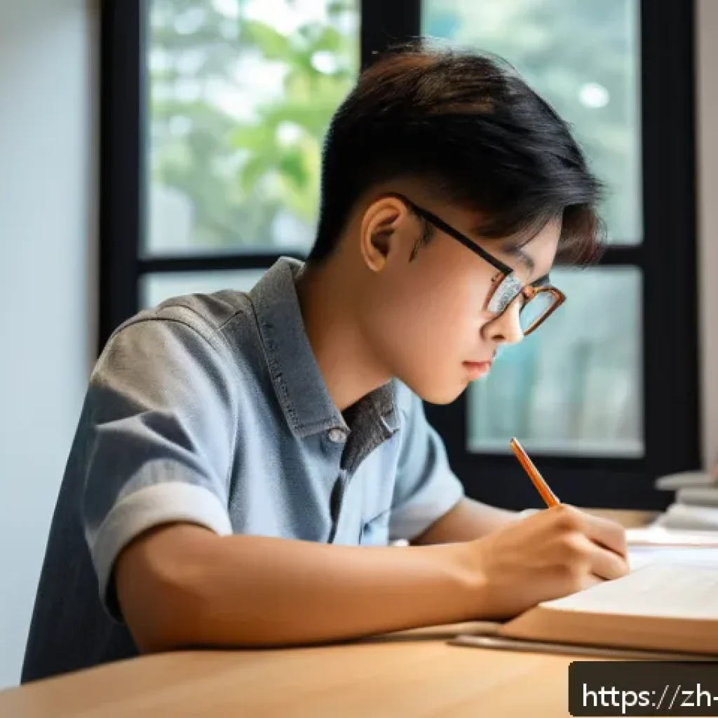 변호사 시험 대비 필수 과목 요약 - A focused young Chinese student studying at a tidy desk in a modern home environment during early mo...