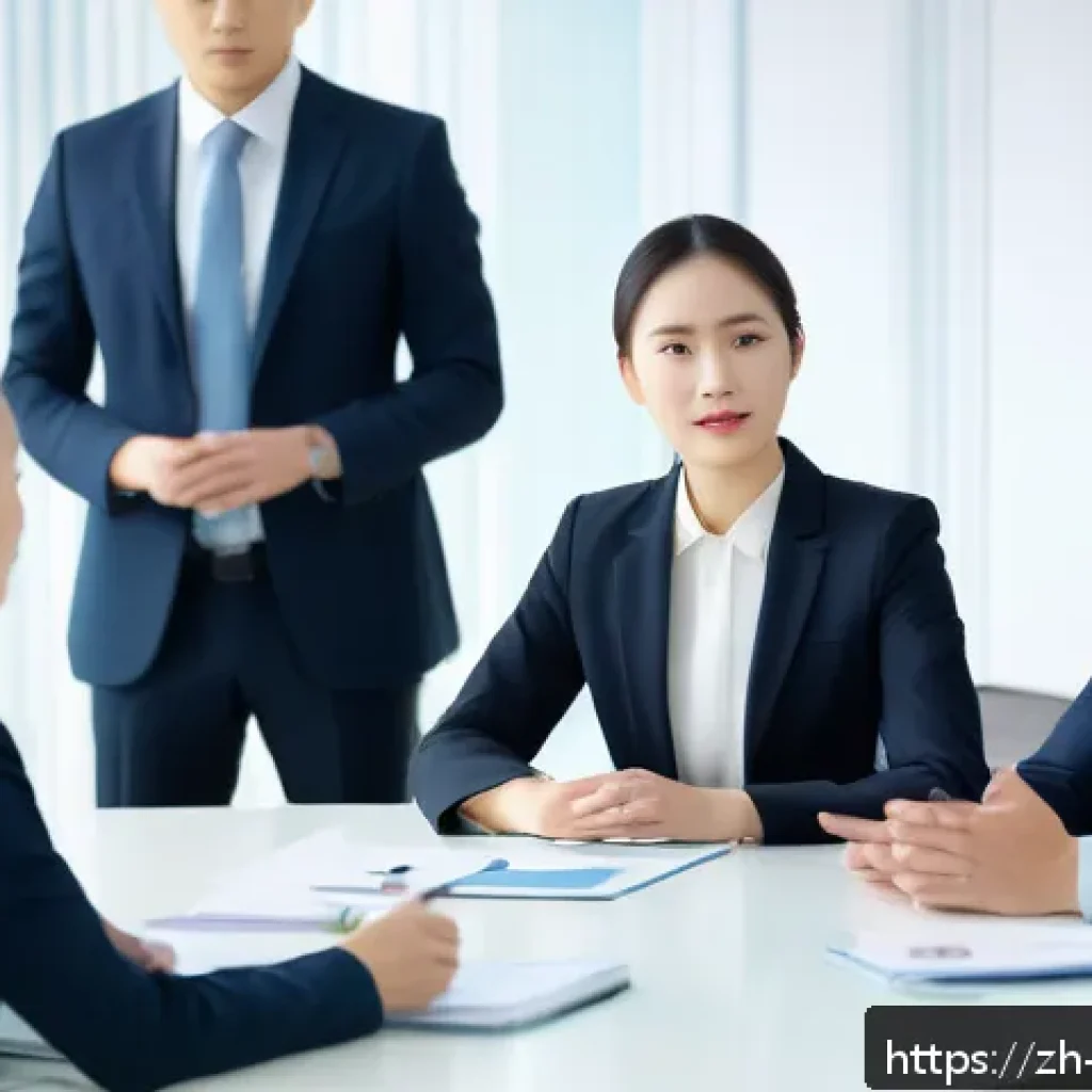 변호사 실무에서의 협상 경험 공유 - A professional negotiation scene set in a modern corporate meeting room, featuring a diverse group o...