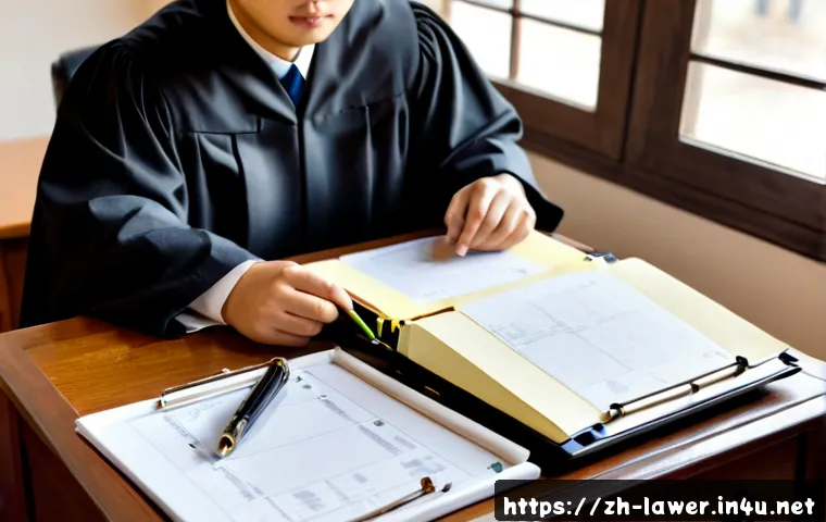 변호사 실기 시험 문제 유형 - Photorealistic legal practical examination scene, a focused law graduate seated at a clean wooden de...